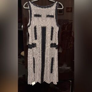 Anthropologie Gorgeous Elegant Black and Gray Beaded Dress